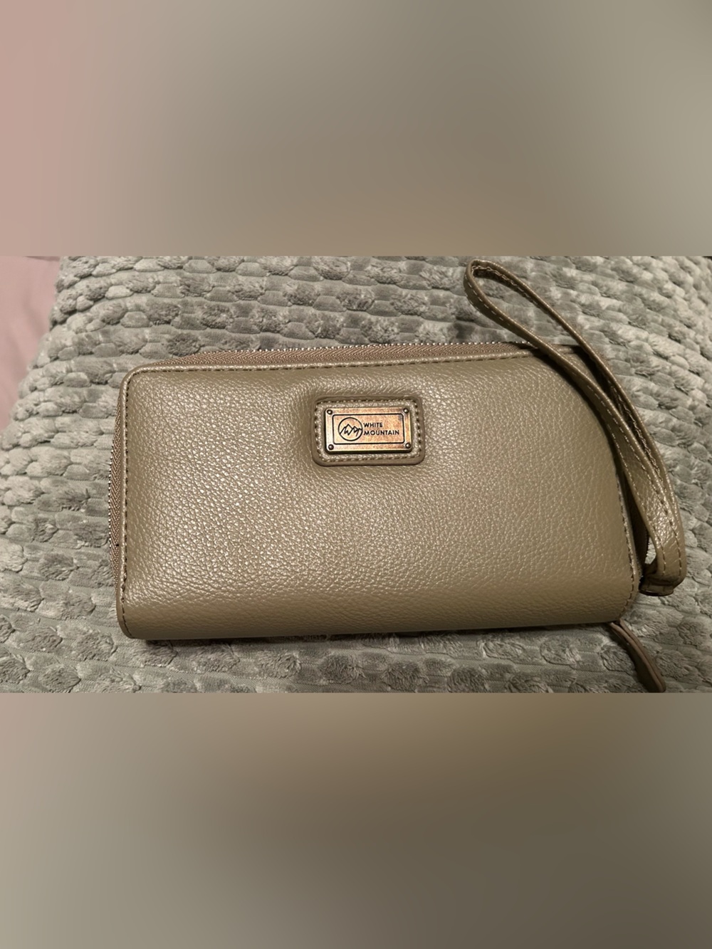White Mountain Taupe Wristlet Clutch with Strap